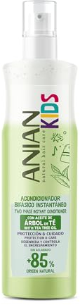 ANIAN KIDS - Acondicionador Bifásico Árbol de Té, 250 ml, Ideal para Niños, Acondicionador sin Aclarado de Uso Diario, Protege Contra los Piojos, Desenreda y Facilita el Peinado