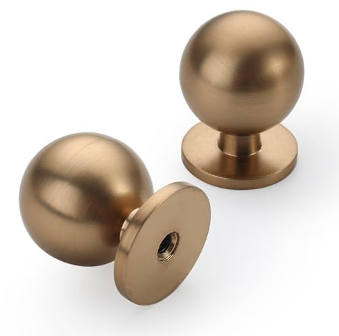 9BUILD Bronze Cabinet Knobs - 10 Pack Zinc Alloy Drawer Knobs Ball Single Hole UK0041