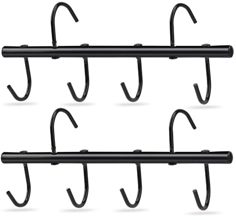 HDYEGY 2Pcs Tack Rack with Swivel Hooks,6 Hook Portable Bridle Hooks Tack Hangers for Stable Horse Tack Room Barn and Fence(Black)