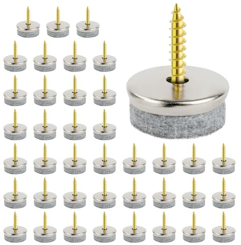 Flintronic 40 stycken filtglidarskruvar, Ø 20 mm, stol filtglidare, skruvar, runda, filtglider för stol, möbler, laminat, parkett, stolben, golvskyddskuddar