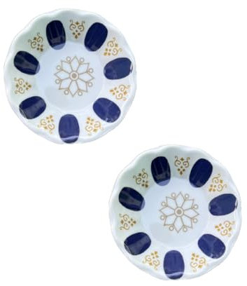 2 platillos de melamina estilo tradicional turco, juego de té, color azul