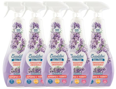 COCCOLATEVI Sgrassatore Universale Concentrato Lavanda 750 ml x 5, Sgrassatore Cucina Pulizia Profonda, Azione Sgrassante, Azione Pretrattante Tessuti, Super Profumante