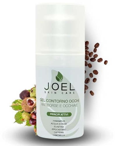 Joel Skin Care - Gel Contorno Occhi Occhiaie e Anti Borse – Effetto Immediato Contro Segni di Stanchezza e Gonfiore, con Ippocastano, Amamelide, Caffeina e Acqua di Rose - 30 ml