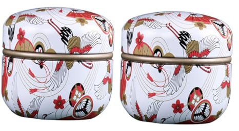 Lata de té, lata de café, lata de azúcar, 2 piezas, contenedor de salsa de té, contenedor hermético for café, lata de té sellada, lata de té, lata de almacenamiento de té japonesa redonda