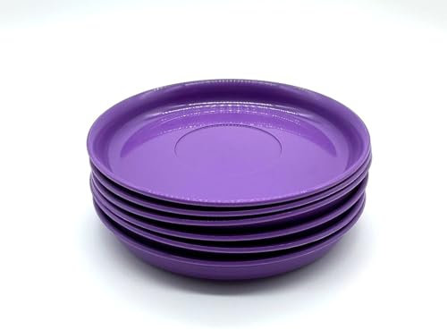 Kimmel 6 Stück Teller 14 cm Speiseteller Plastikgeschirr Partygeschirr Kindergeschirr, Mehrweggeschirr, Farbe violett