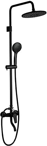 Systèmes de Douche à Effet de Pluie Noir Mat, Pomme de Douche à Effet de Pluie de 8 Pouces avec pulvérisateur à Main, Ensemble de robinets de Douche exposés à Triple Fonction, mitigeur de