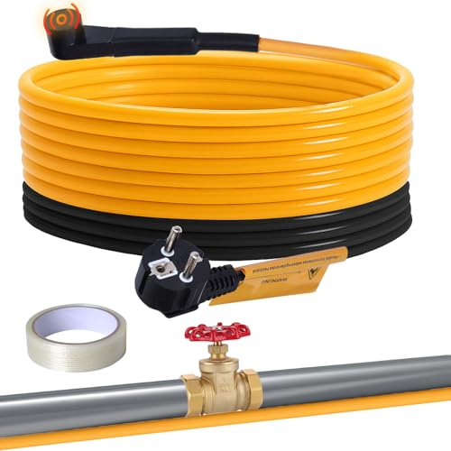 Plutohiker Câble chauffant antigel avec thermostat 8 m, chauffage de suivi étanche, câble chauffant pour conduite d'eau, plantes, gouttières, palmiers 15 W/m 230 V
