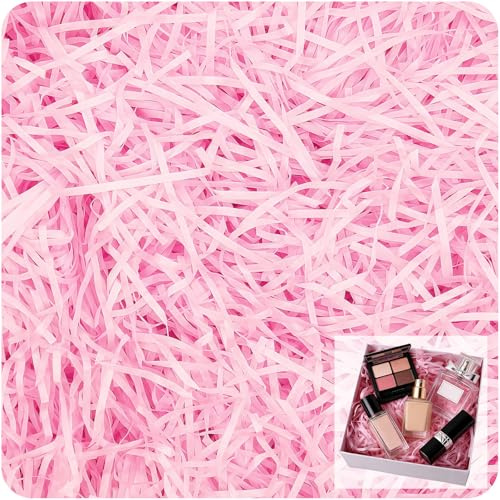 200g Shredded Tissue Paper for Gift Boxes, Pink Soft Shreds for Hampers Filling and Packaging, Filler Stuffing Paper for Christmas Birthday Decor