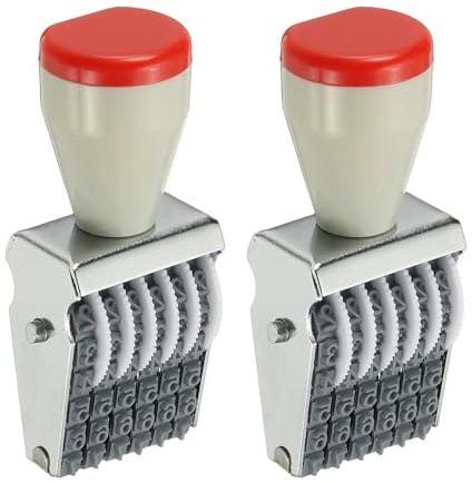 PATIKIL 6 Digit Number Roller Stamp, 2Pcs Adjustable Rubber Stamp Changeable Numerical Symbol Office Date for Business Creative Price Tag