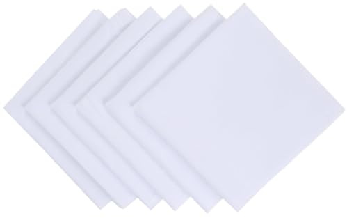 6 PCS White Men's Handkerchiefs, 100% Cotton Satin Border Handkerchief, Mens Premium Pocket Square Hanks, Classic Hankie for Grooms Weddings Prom Celebration Party Mother's Day Gifts (40CMx40CM)