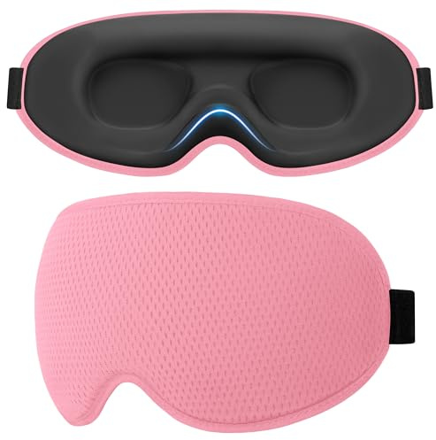 Gritin 3D Mascherina per Dormire per Donna e Uomo, Maschera Mascherina Occhi per Dormire per Dorme Sul Fianco, Pressione Oculare Zero, Bloccare Luce, Super Morbido e Confortevole-Rosa