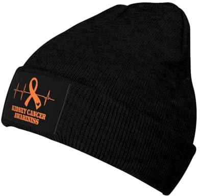 Kidney Cancer Awareness Knit Hat Cap Winter Warm Soft Stretch Beanie Hat for Men Women Black