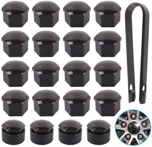 20 Cache-vis De Roue De Voiture 17mm, Capuchon De Boulon De Roue, Vis Jante | Capuchons de boulons de Roue universels de 17 mm + 4 Capuchons de vis antivol, Écrous de Roue en Plastique