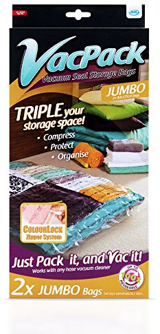 JML VacPack - 2 x Reusable Space Saving Double Sealed Storage Vacuum Bag (Jumbo