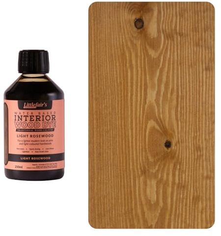 Littlefair's Holzbeize auf Wasserbasis - (Helles Palisander) - ungiftig, umweltfreundlich und schnell trocknend - Einfach aufzutragende, konzentrierte Formel für alle Holzarten - 250ml