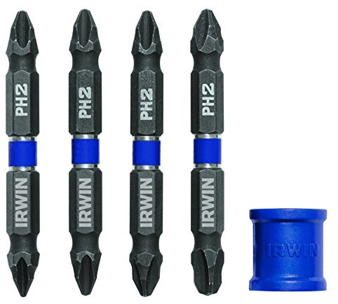 IRWIN Tools IMPACT Performance Series Doppelendschraubendreher-Power-Bit, Phillips, 6,5 cm Länge, 5-teiliges Set mit magnetischem Schraubhalter-Aufsatz IWAF32DEPH5