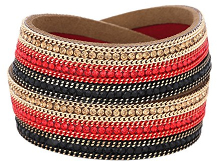 Morella Damarmband Tyskland EM WM glitterarmband omlottarmband svart rött guld 38 cm, 38 cm, Ämne, utan sten