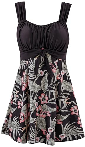 Wantdo Women's Plus Size Swim Dress Halter Neck Swimwear Begonia 16-18