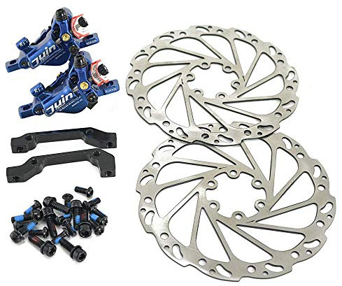 Juin Tech R1 Hydraulic Road CX Disc Brake set 160mm with Rotor, Front and Rear, Blue, JT1903