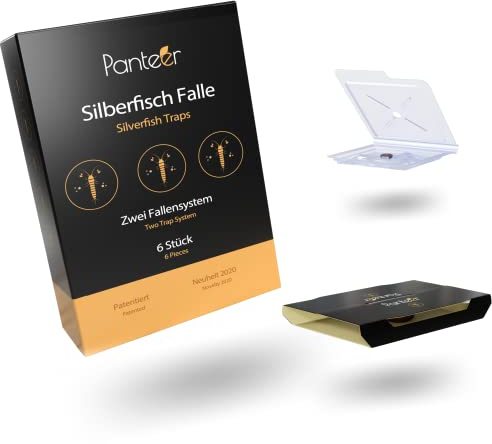 SCHÄDLINGSMEISTER Silberfische Falle - 6 Stück - Insektizidfrei - Silberfischfalle & Silberfisch Köderdose Set - Papierfische bekämpfen - Monitoring & Bedarfskontrolle - Silberfisch Falle