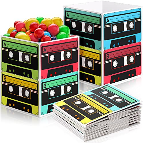 Clabby Centros de Mesa de Cubo de Cinta Casete de Años 80 y 90 Suministro de Fiesta de los 80 Fiesta Temática de los 90 Adorno de Mesa de 5,5 x 7 Pulgadas Fiesta de Cultura Musical Retro Hip Hop