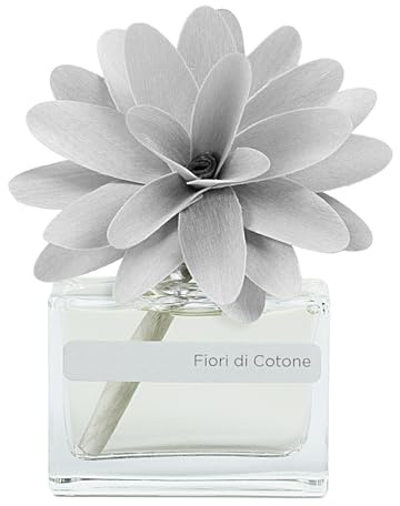MUHA' | Profumatore per ambienti Flower Diffuser, Fragranza Fiori di Cotone, Diffusore Ambiente con Fiore in Legno di Betulla, Formato da 30 ml