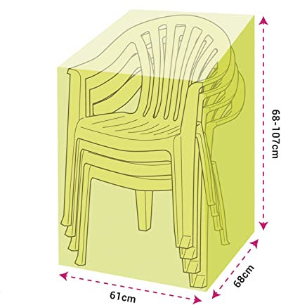 HERSIG - Funda Sillas Jardin Exterior Impermeable 107x68x61 cm - Funda Sillas Exterior Impermeable - Protector Plástico Apilable para 6 Sillas Terraza - Resistente Lluvia, Sol, Viento y Polvo
