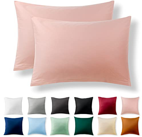 Alreya 2er-Set Renforcé Kissenbezug 50 x 75 cm - 100% Baumwolle mit Reißverschluss, Superweicher Kopfkissenbezug 50x75, Kissenhülle, Baby Pink Babyrosa, nur Kissenbezug