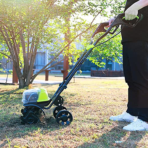 Tiller Rotavator eléctrico, Tiller/cultivador eléctrico inalámbrico de iones de litio de 14 pulgadas y 40 voltios, batería de 4 Ah y cargador incluidos, azada eléctrica para césped de jardín, af