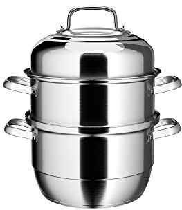 VENTION Vaporera de Acero Inoxidable de 32 cm, Vaporera de Inducción de 3 Niveles