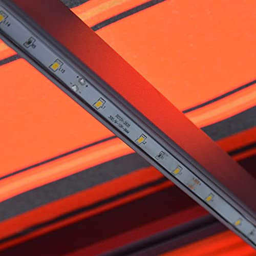 JUNZAI Retractable Sun Shade with LED 350 x 250 cm, Orange and Brown, Anti-UV, Retractable Sun Awning, Garden Awnings (SPU:3055225)