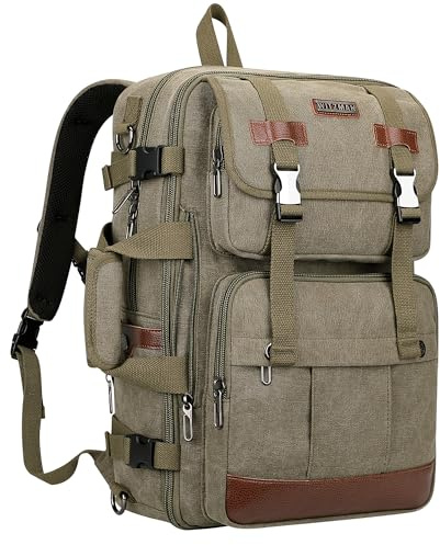 WITZMAN Reiserucksack Herren Canvas 40L Laptop Rucksack Fit 16 Zoll Vintage Rucksack für Herren Geschäftsreisen（A6617-3 Army Grün）