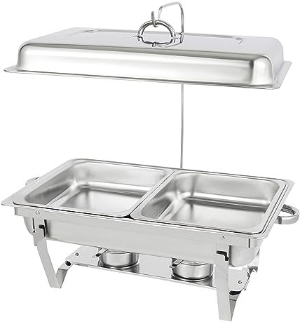 Matvärmare 4,5 l catering chafing dish värmebehållare rostfritt stål vikbar ram rostfritt stål bufféset silver rechaud för catering buffé och fest