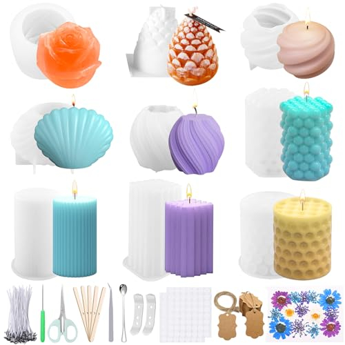 UCAMP Kerzenform Bubble Kerzen Kit,Kerzenform Silikon,3D DIY Silikon Kerzenwachs Formen,Antihaft Bubble Candle Silikonform,Kerzenformen zum Gießen Set als Heimdekorationen Bastel