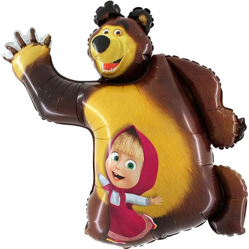 Toyland® Palloncino a forma di personaggio Masha e Orso, 90 cm, per feste per bambini