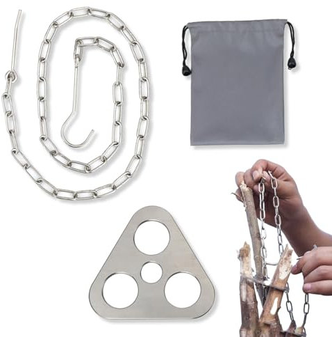 Équipement de Gril de Trépied de Feu de Camp, Planche de Gril de Trépied de Camping avec Chaîne Réglable pour la Suspension Équipement de Gril de Trépied pour le Plein Air