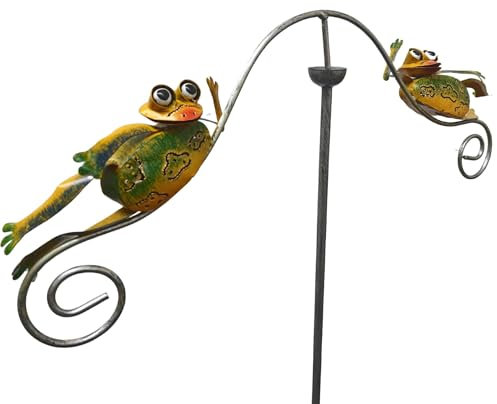 Frog Wind Spinner, Decorative Garden Kinetic Stake, Metal