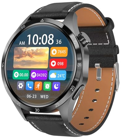 rorios Smartwatch für Damen Herren Bluetooth Anrufe Intelligente Uhr Fitness Sport IP68 wasserdichte Smartwatch Mode Multifunktionale Armbanduhr Schwarz A