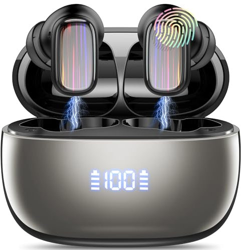 Conyat Bluetooth Kopfhörer, Kopfhörer Kabellos Bluetooth 5.4 In Ear Kopfhörer mit 4 ENC Lärmreduzierung Mic, 40H Kabellose Kopfhörer Tiefer Bass, LED Anzeige, IP7 Wasserdicht Ohrhörer, Schwarz