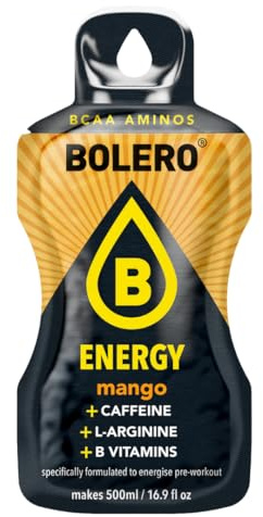 Bolero Energy Mango 14 g x 12 Beutel | Sugar-Free Powder Drink | Vegan & Gluten-Free | For Active Lifestyles