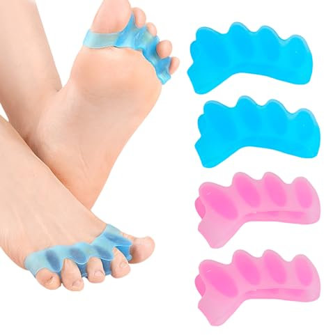 4 Pezzi Separatore Dita Piede in Silicone, Distanziatore per Alluce Valgo per Donna e Uomo, Toe Spreader per Correzione Dita, Separatori per Dita Piedi, Calli Borsiti Protezione Dita