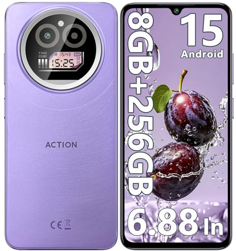 IIIF150 Action A5 Pro Android 15 Smartphone Ohne Vertrag, 8GB+256GB/1TB, 6.88'' HD+ & 1'' Bildschirm Handy Ohne Vertrag, 5100mAh Handy Günstig, 16MP+5MP Simlockfreie Handys, Dual 4G SIM/Fingerabdruck