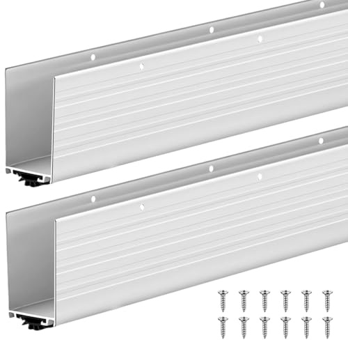Yaocom 2 Pack U Shape Screw on Under Door Seal 48 Inch Aluminum and Rubber Door Threshold Extension with Draft Stopper for Home Prevents Hot and Cold Air, Dust and Insects, Suitable for 1-3/4 Inch