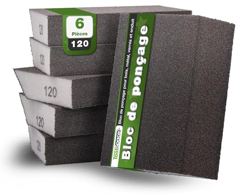 ToolSpace Schleifschwämme Schleifblock 6X 120 Körnung 100x68x25 mm