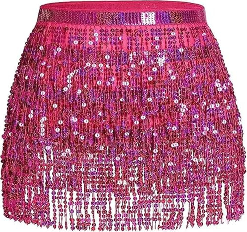 KHASCBNF Franskjol paljettfranskjolar, pampillekjol, konsertdräkt för födelsedag, bröllop, svensexa ung flicka (rosa)