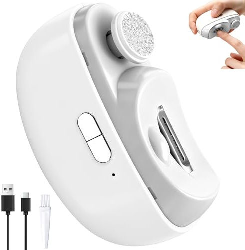 Cortaúñas Eléctrico, Recortador de Uñas Recargable por USB, Uñas Eléctrico Tijeras con Luz LED, 2 Velocidades Ajustable, Cortauñas Inteligente Fácil para Niños, Adultos, Ancianos