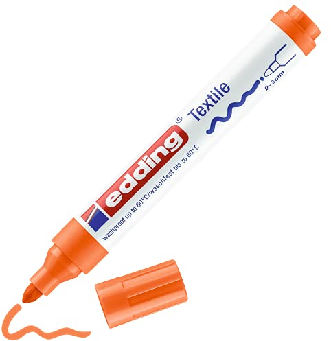 edding 4500 Textilmarker - orange - 1 Stift - Rundspitze 2-3 mm - Textilstifte waschmaschinenfest (60 °C) zum Stoff bemalen - Stoffmalstift