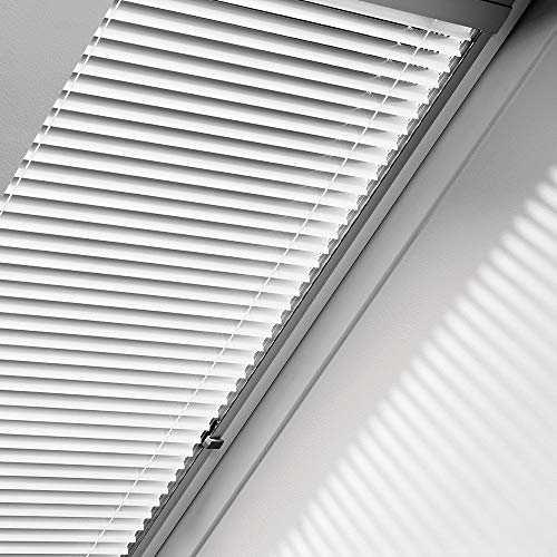 Original VELUX Jalousette Jalousie für GGL / GPL / GHL / GTL / GGU / GPU / GHU / GTU PK06 in der Farbe 7001 / Uni Weiß, Seitenschienen in Silber / PAL PK06 7001S