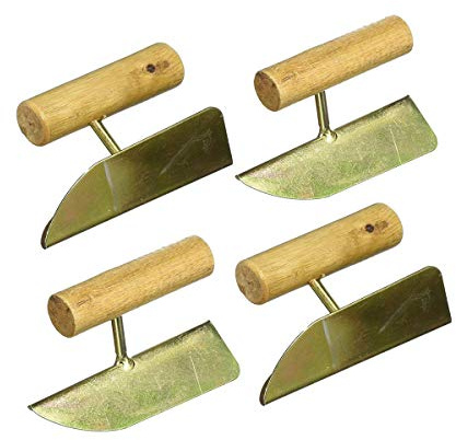 COMOK 4Pcs Drywall Corner Tool, Wooden Handle Outside Inside Corner Trowel Hardware For Bricklayers Hand Tool, 90 degree corner when mudding drywall, Bronze Tone