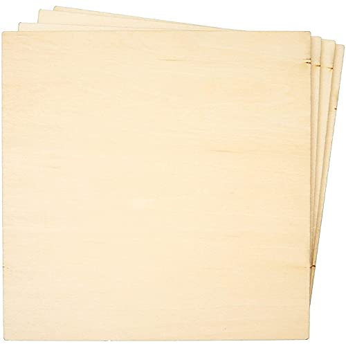 Lot de 8 feuilles de contreplaqué carrées en bois de tilleul fines pour la coupe au laser, 15,2 x 15,2 x 0,5 cm